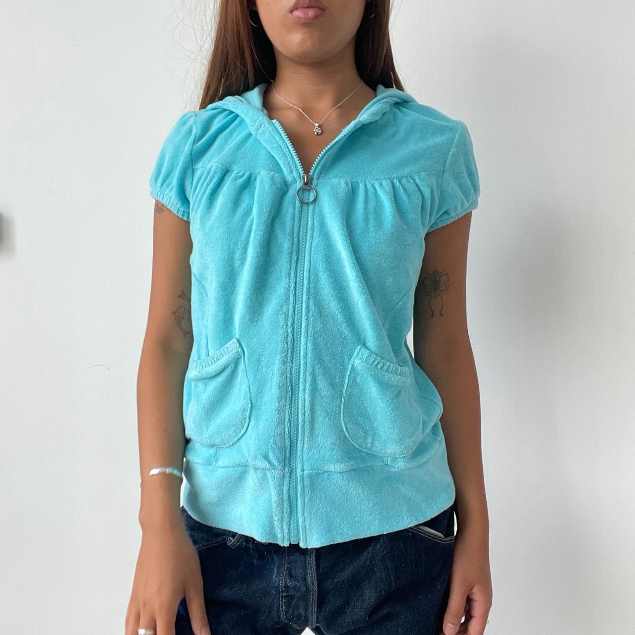 Vintage Turquoise Towelling Hoodie