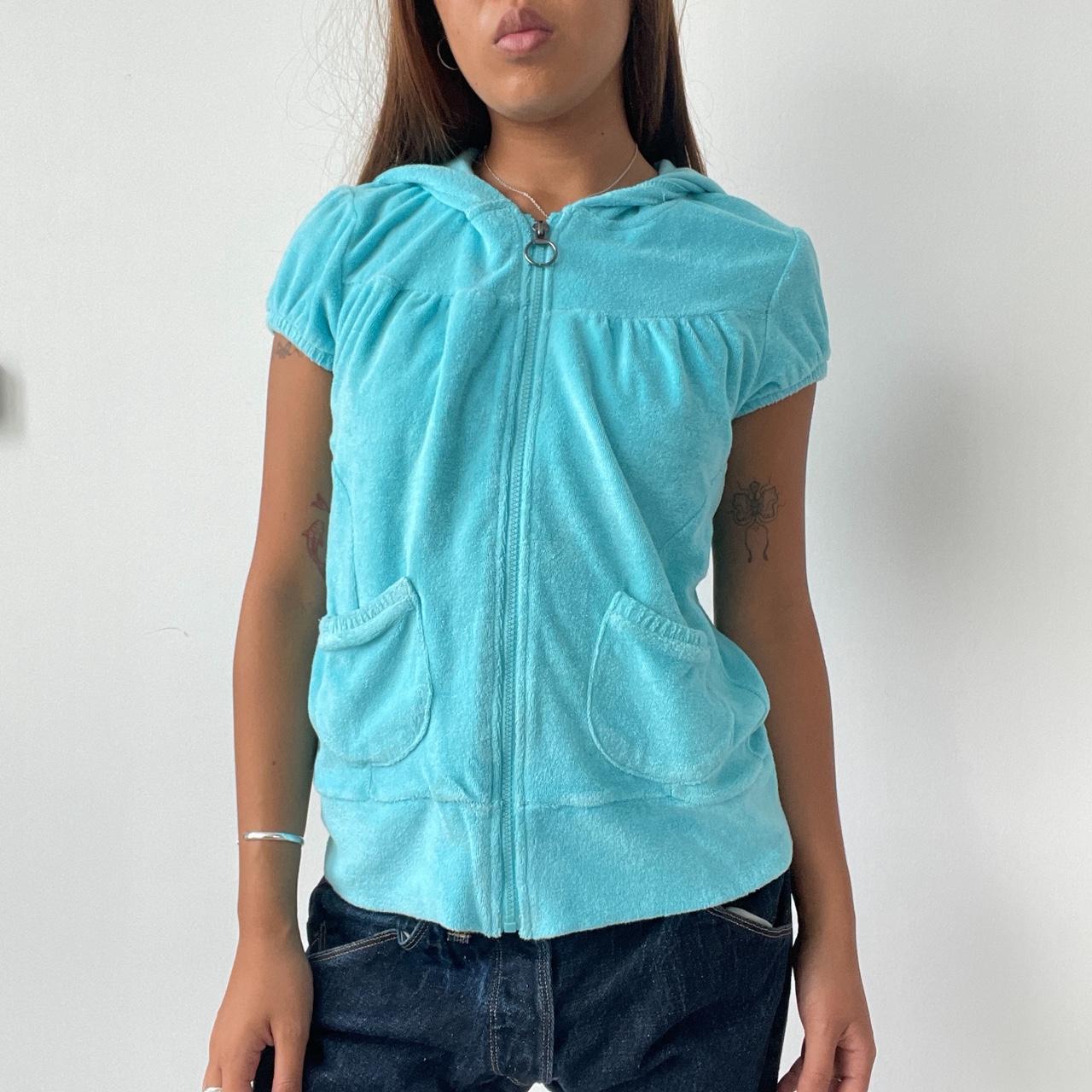 Vintage Turquoise Towelling Hoodie
