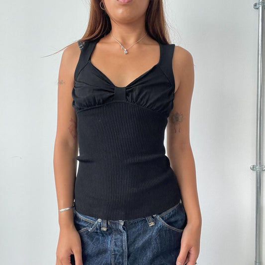 Vintage Black Open Neck Cami Top