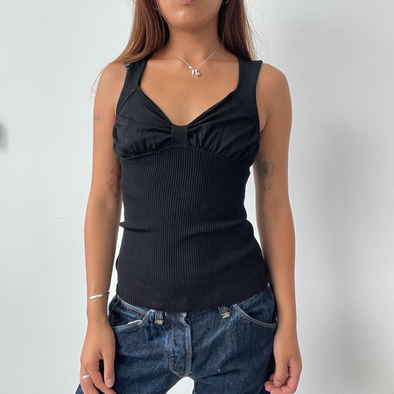 Vintage Black Open Neck Cami Top