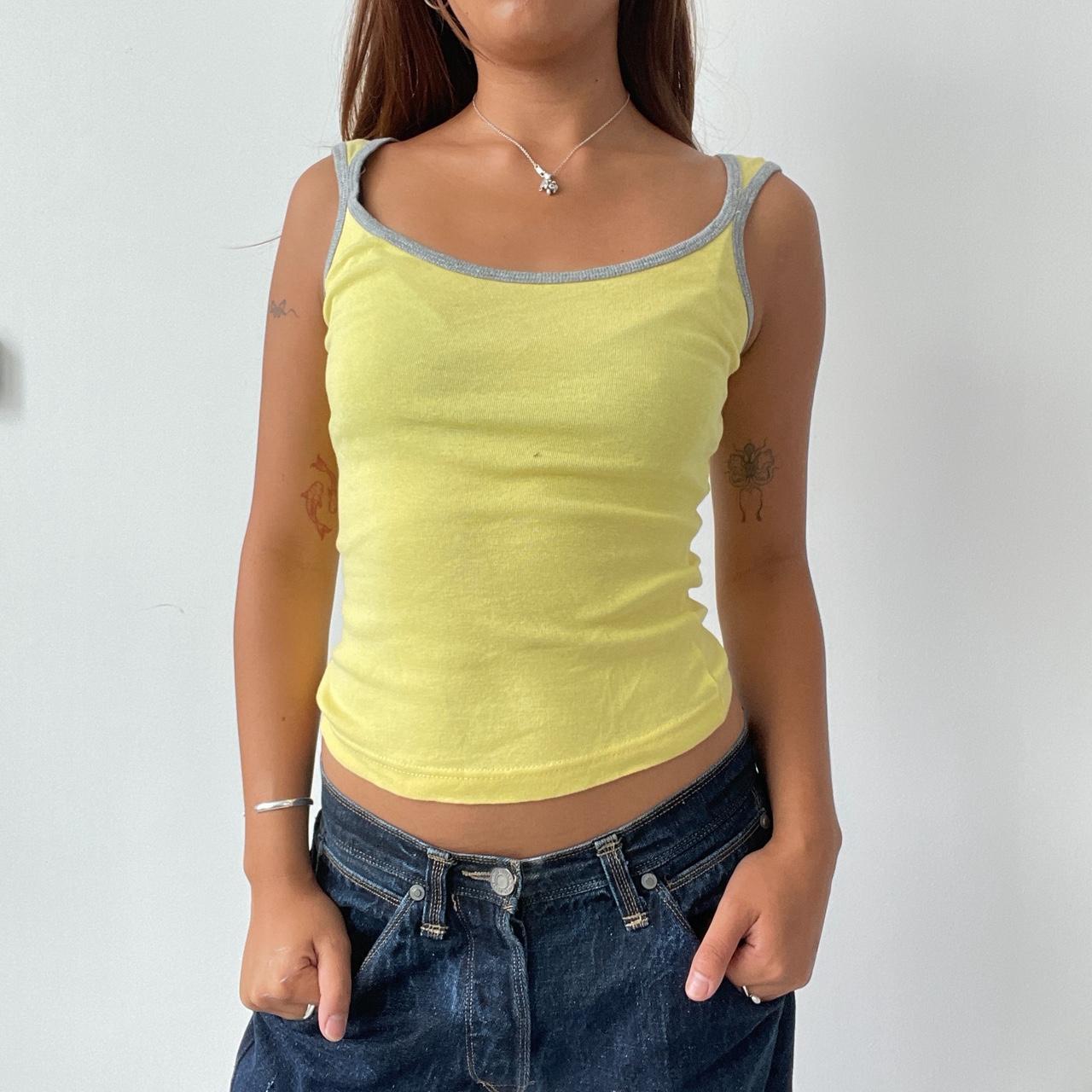 Vintage Yellow Open Neck Top