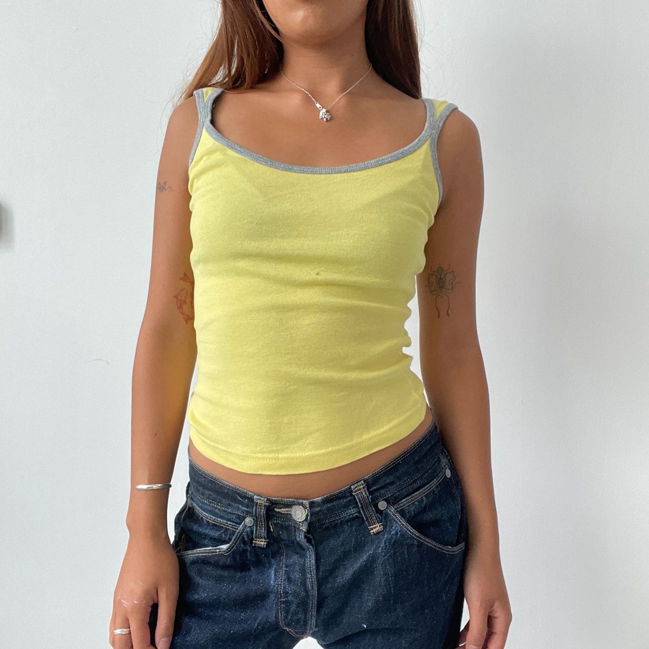 Vintage Yellow Open Neck Top