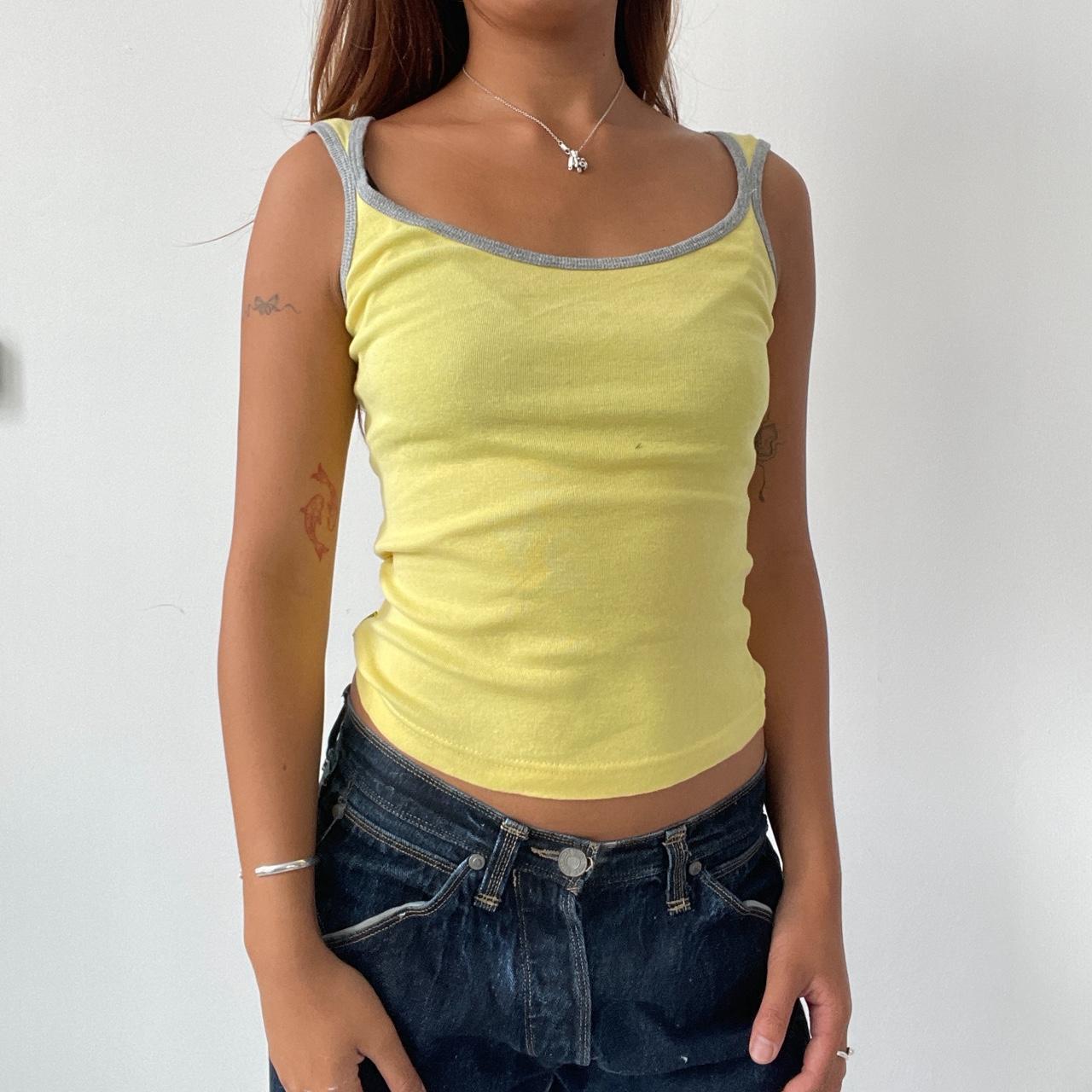 Vintage Yellow Open Neck Top