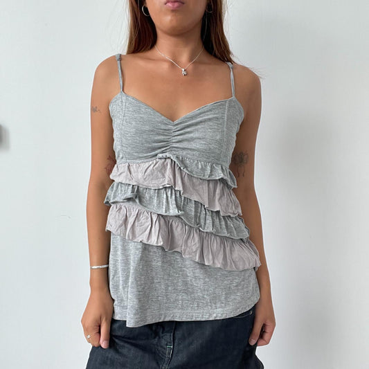 Vintage Grey Frill Cami Top