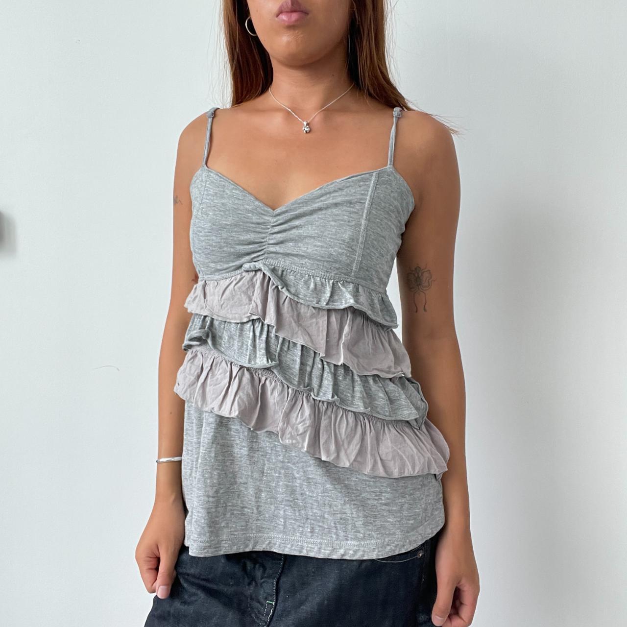 Vintage Grey Frill Cami Top