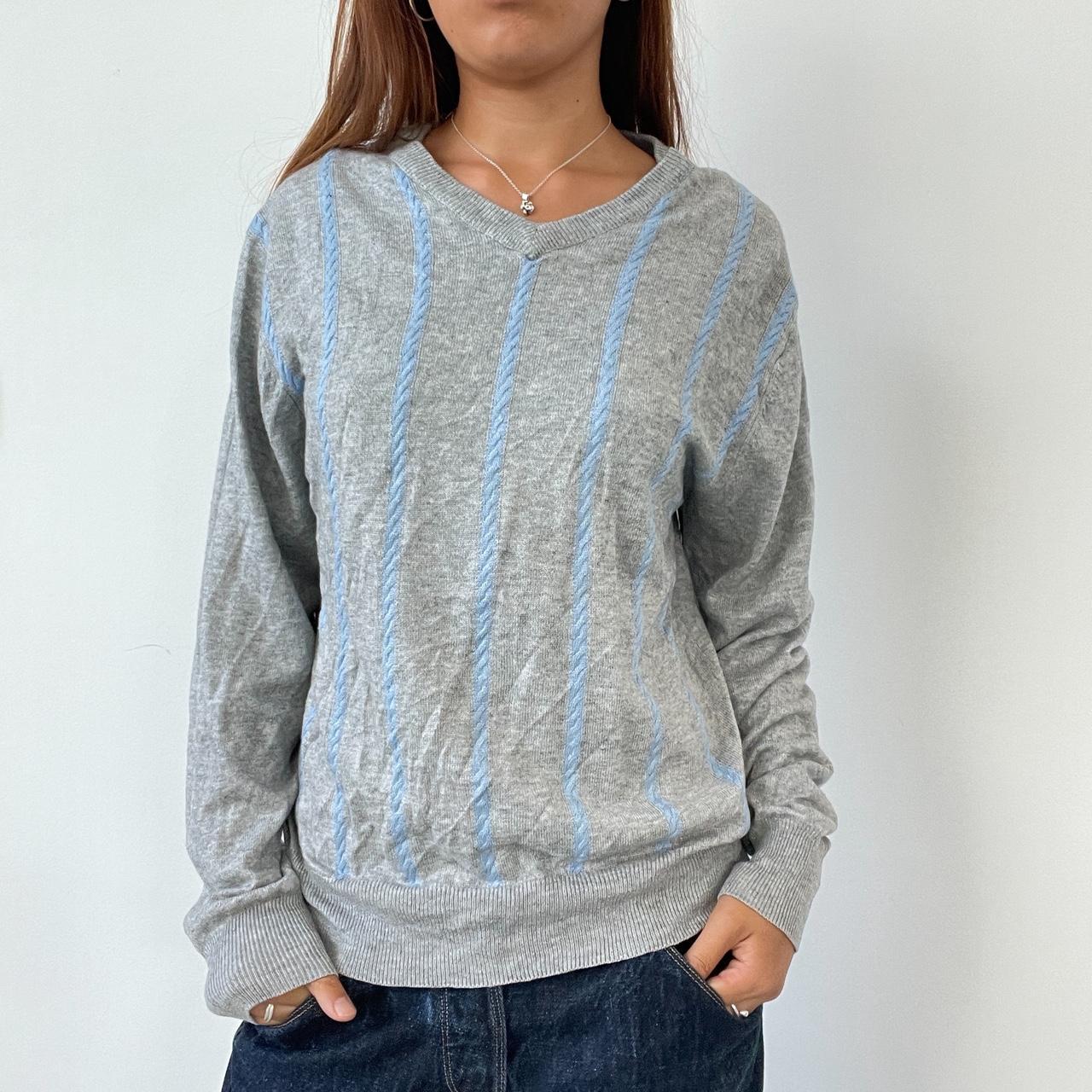 Vintage Grey V Neck Knit Jumper