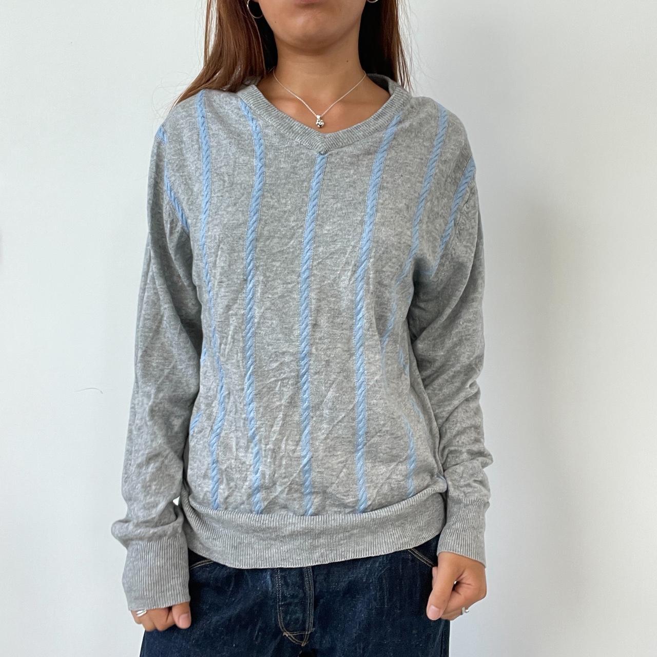 Vintage Grey V Neck Knit Jumper