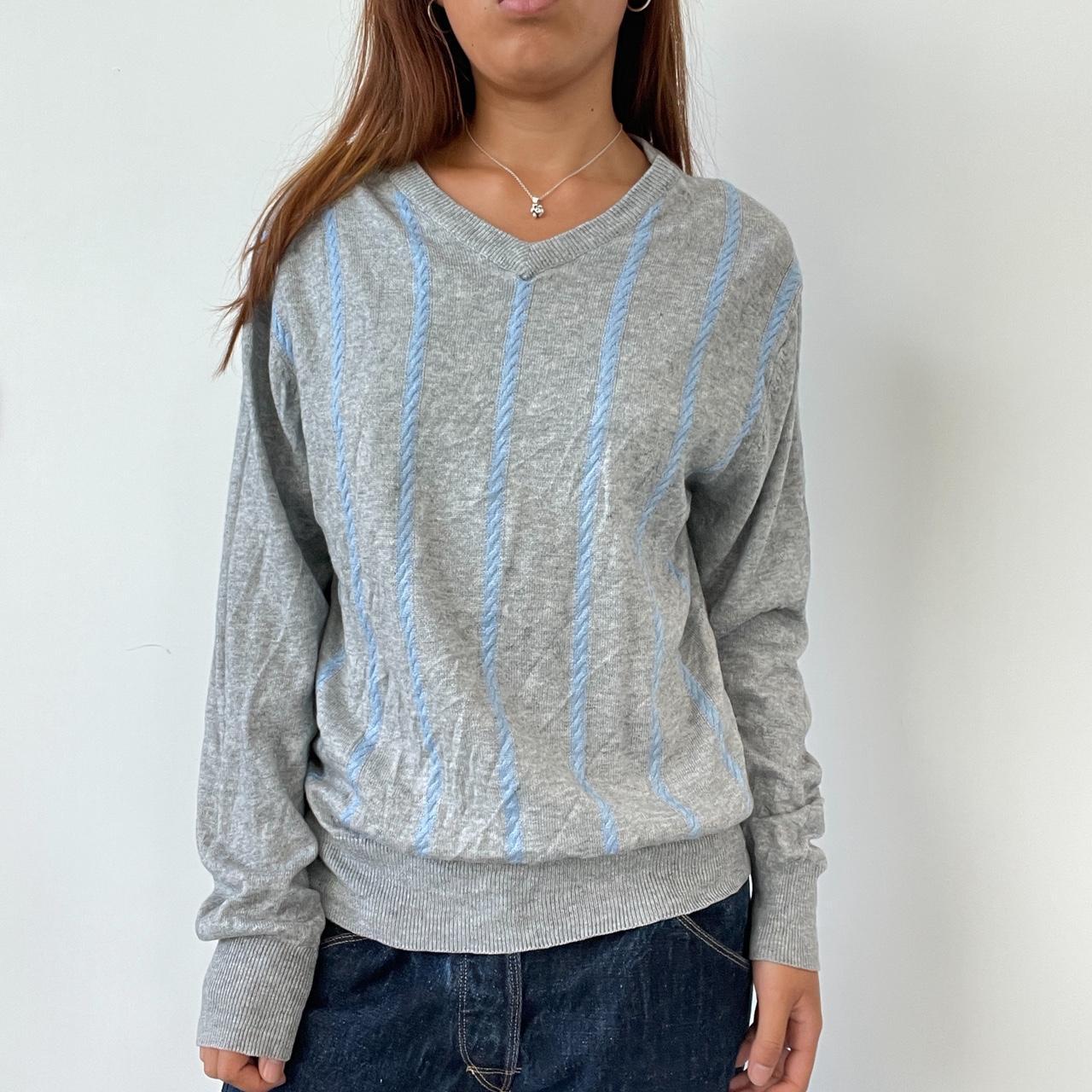 Vintage Grey V Neck Knit Jumper