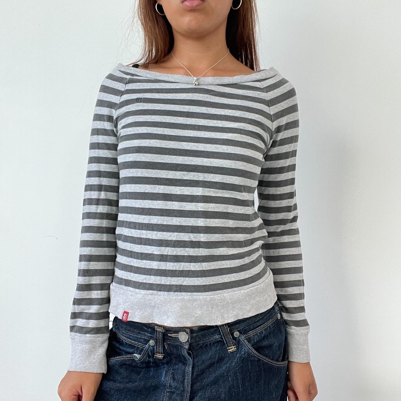 Vintage Grey Striped Top