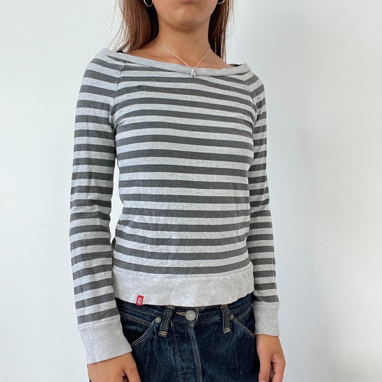Vintage Grey Striped Top