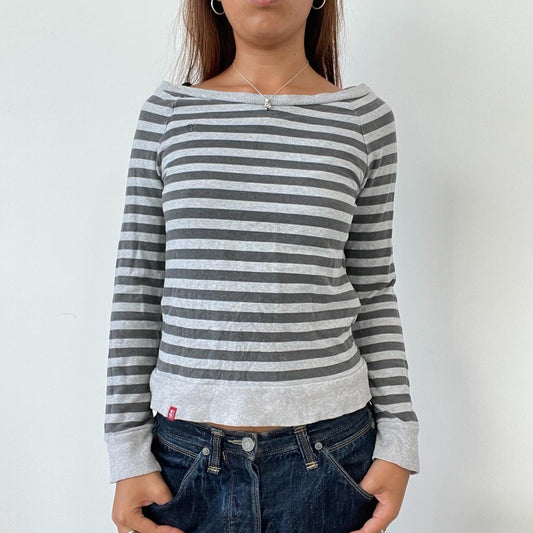 Vintage Grey Striped Top