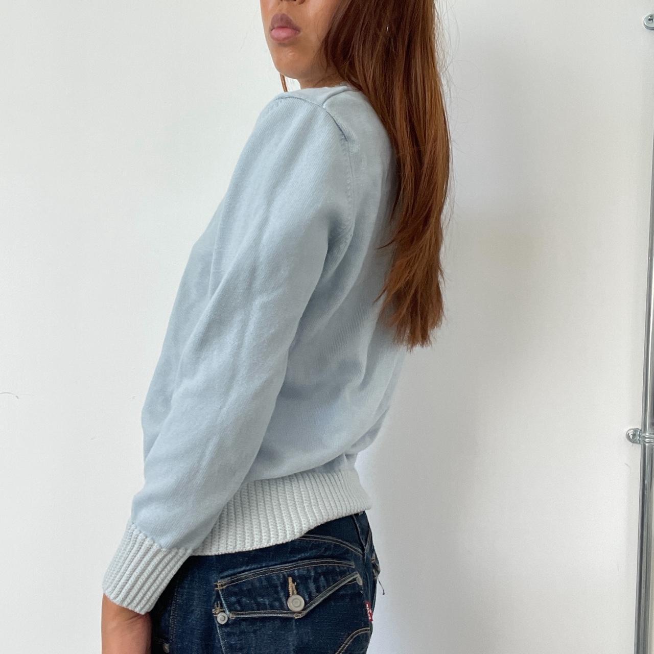 Vintage Baby Blue Knit V Neck Jumper