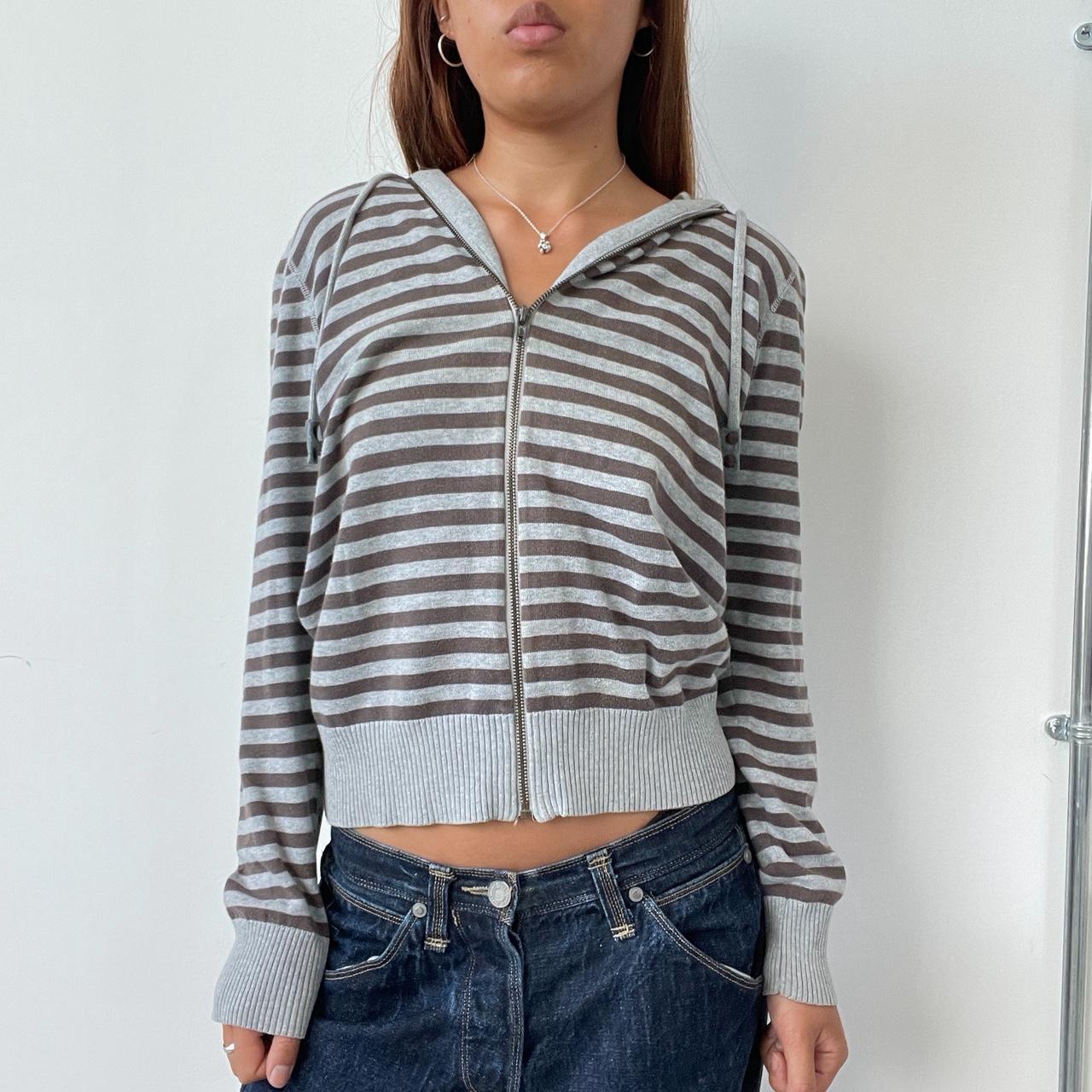 Vintage Brown Grey Stripe Jumper