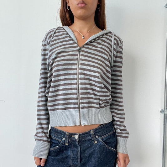 Vintage Brown Grey Stripe Jumper