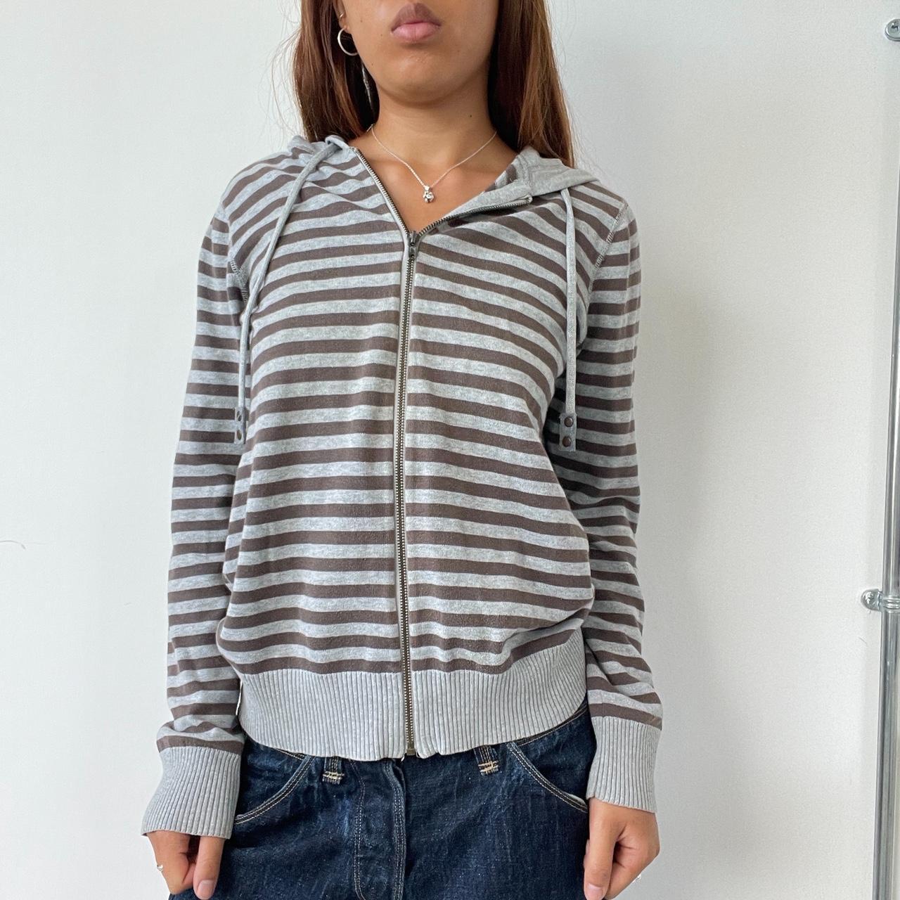 Vintage Brown Grey Stripe Jumper