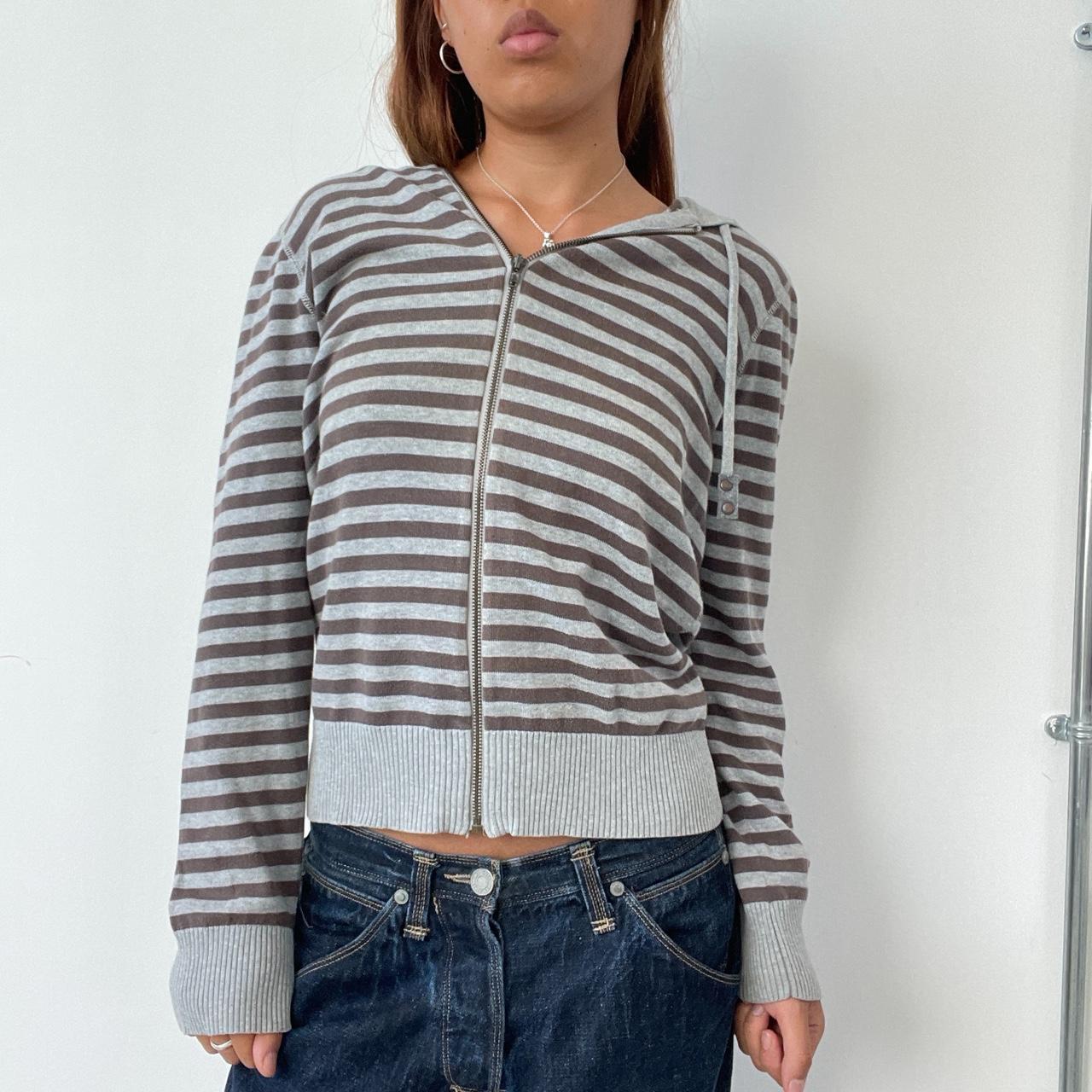Vintage Brown Grey Stripe Jumper