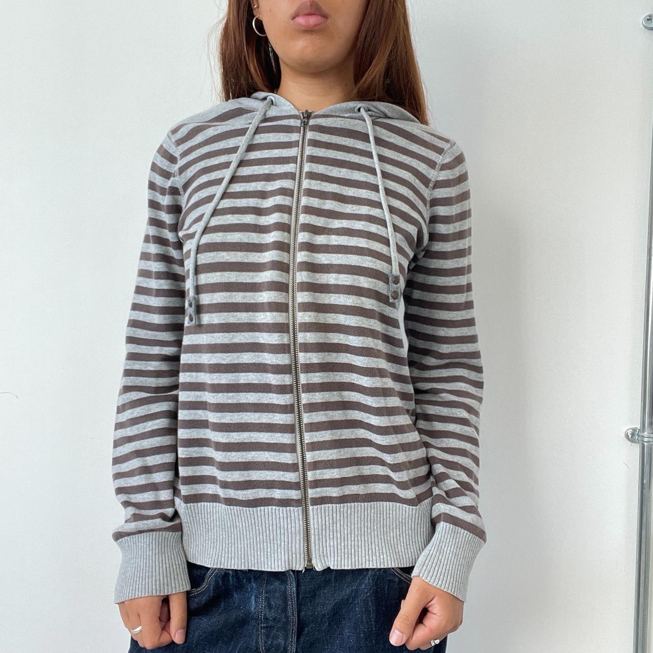 Vintage Brown Grey Stripe Jumper