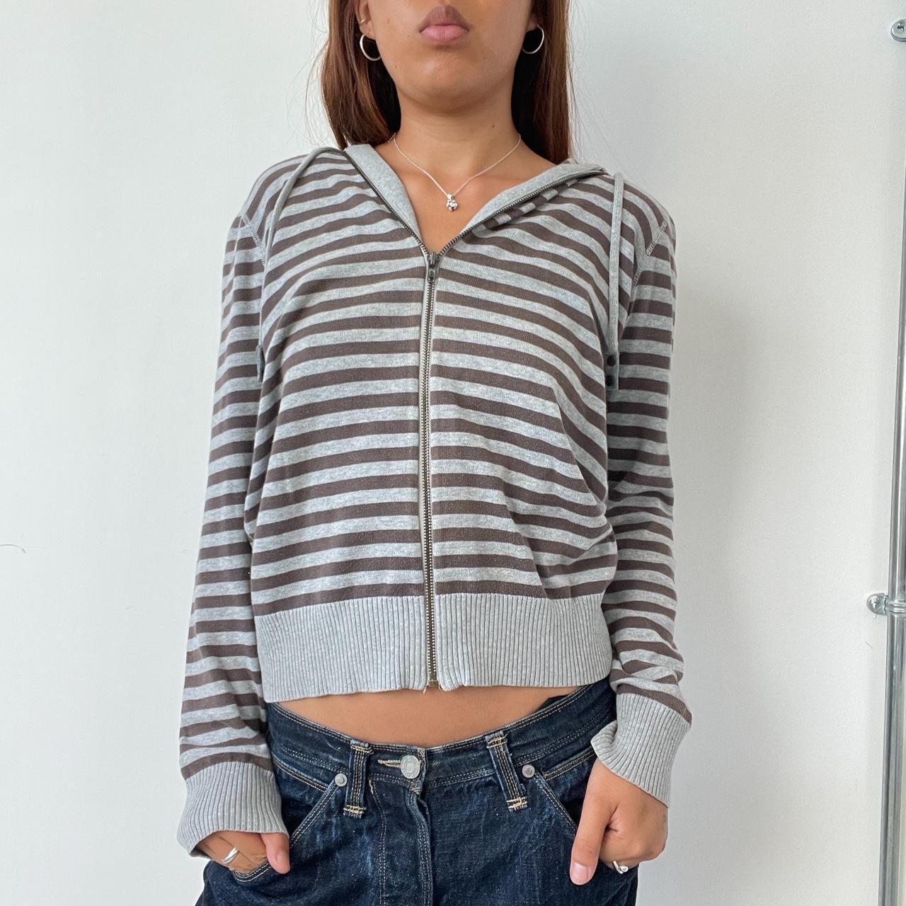 Vintage Brown Grey Stripe Jumper