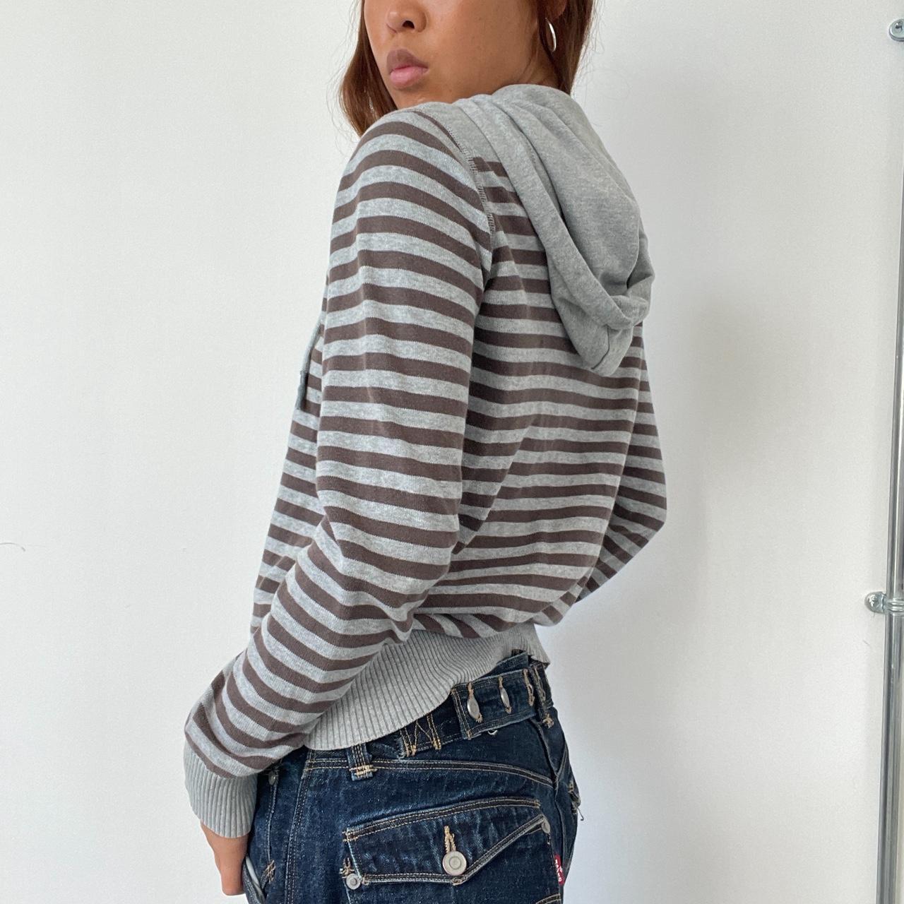 Vintage Brown Grey Stripe Jumper