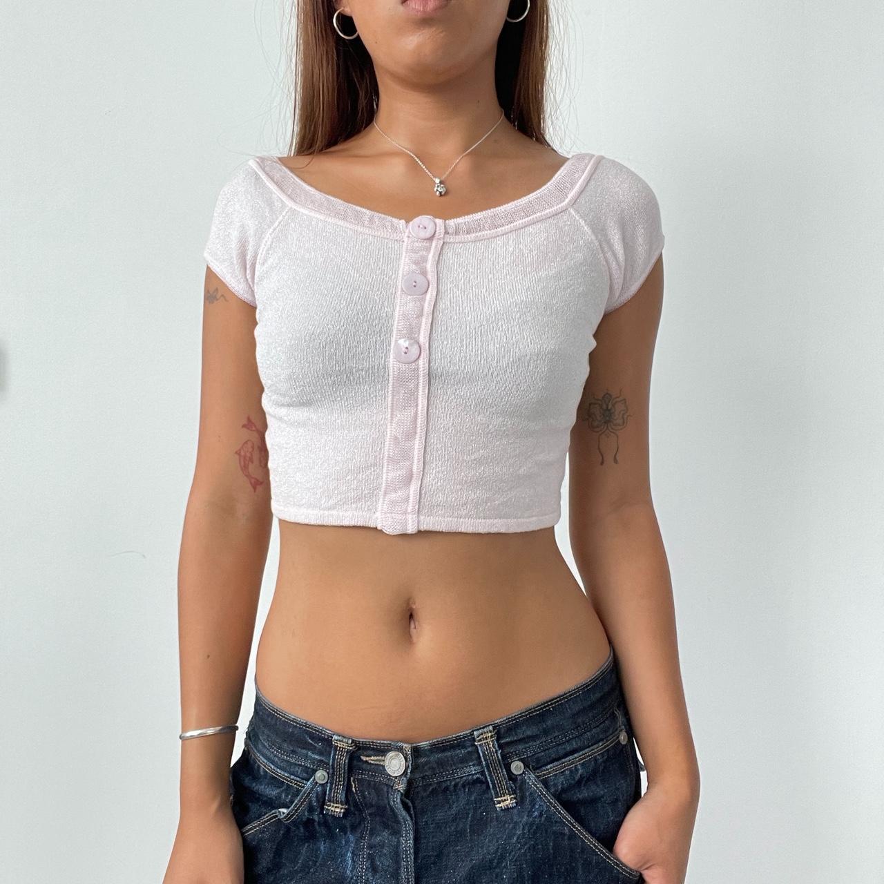 Vintage Pink Glitter Crop Cardigan