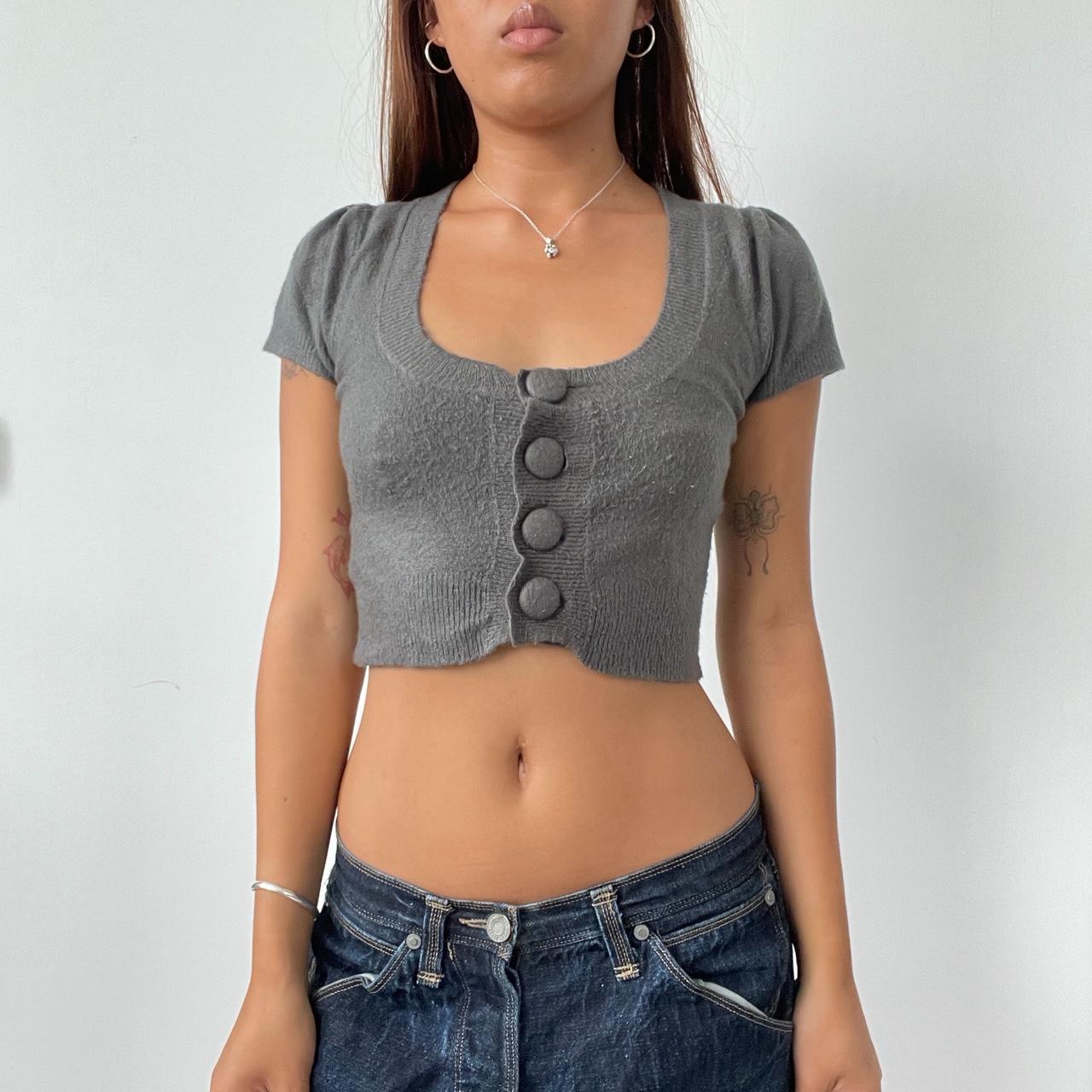 Vintage Grey Knit Crop Cardigan