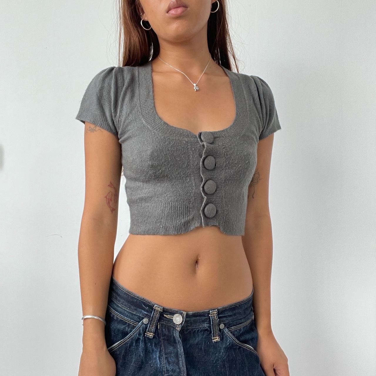 Vintage Grey Knit Crop Cardigan