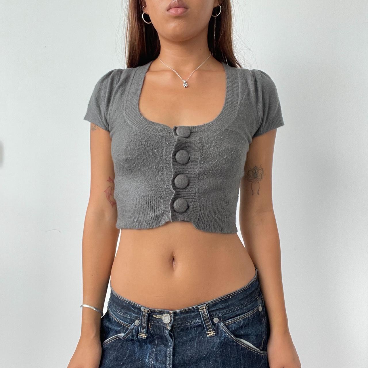 Vintage Grey Knit Crop Cardigan