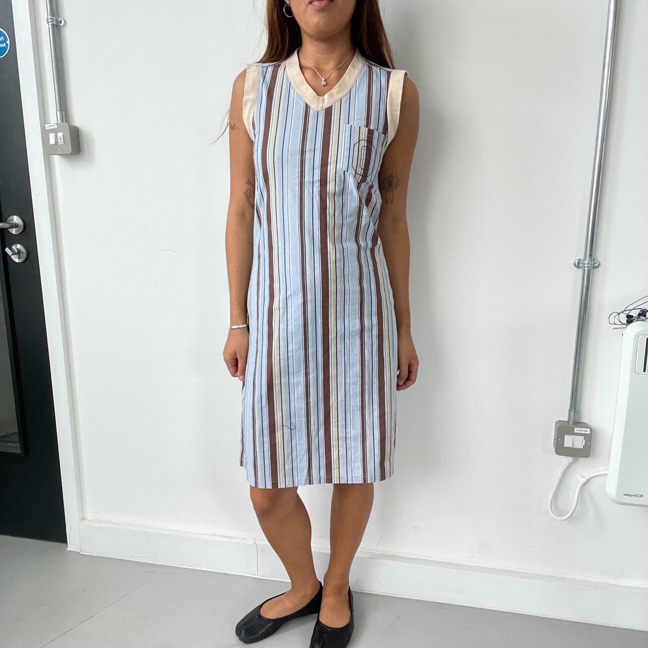 Vintage Blue Striped Midi Dress