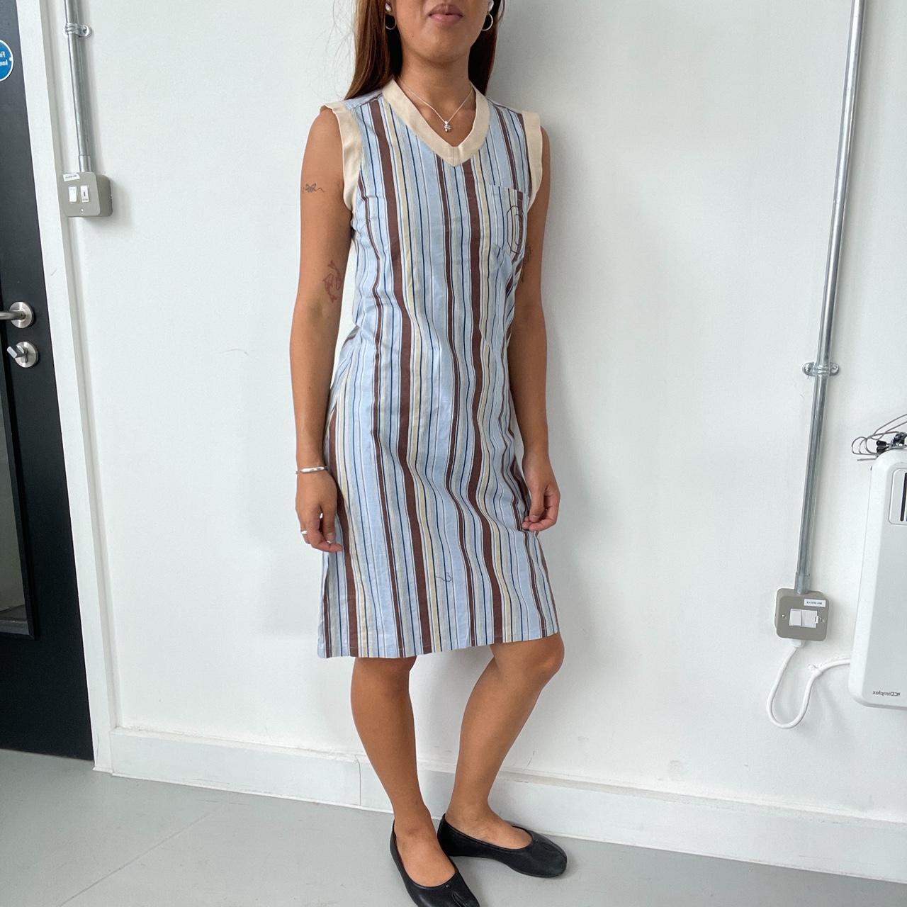 Vintage Blue Striped Midi Dress