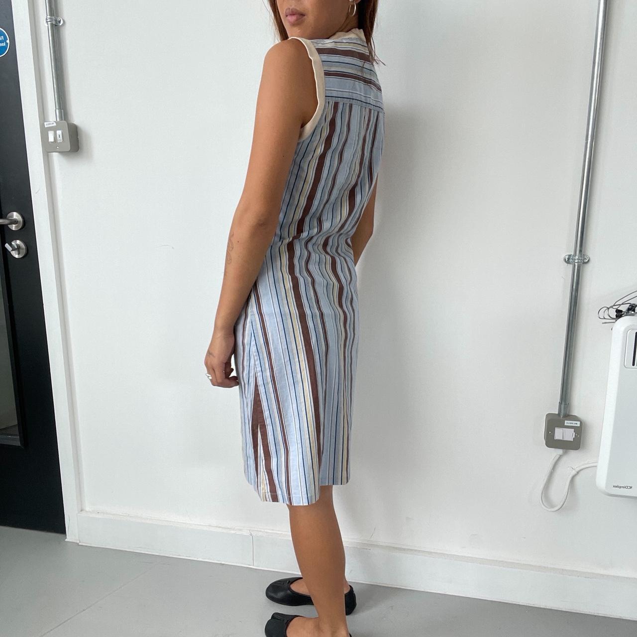 Vintage Blue Striped Midi Dress