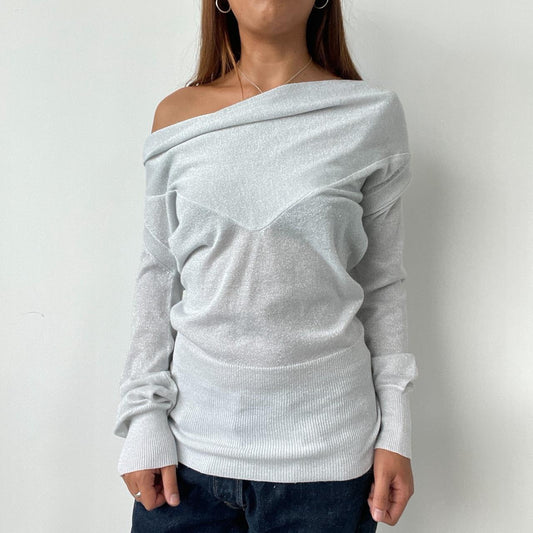 Vintage Silver Off The Shoulder Top