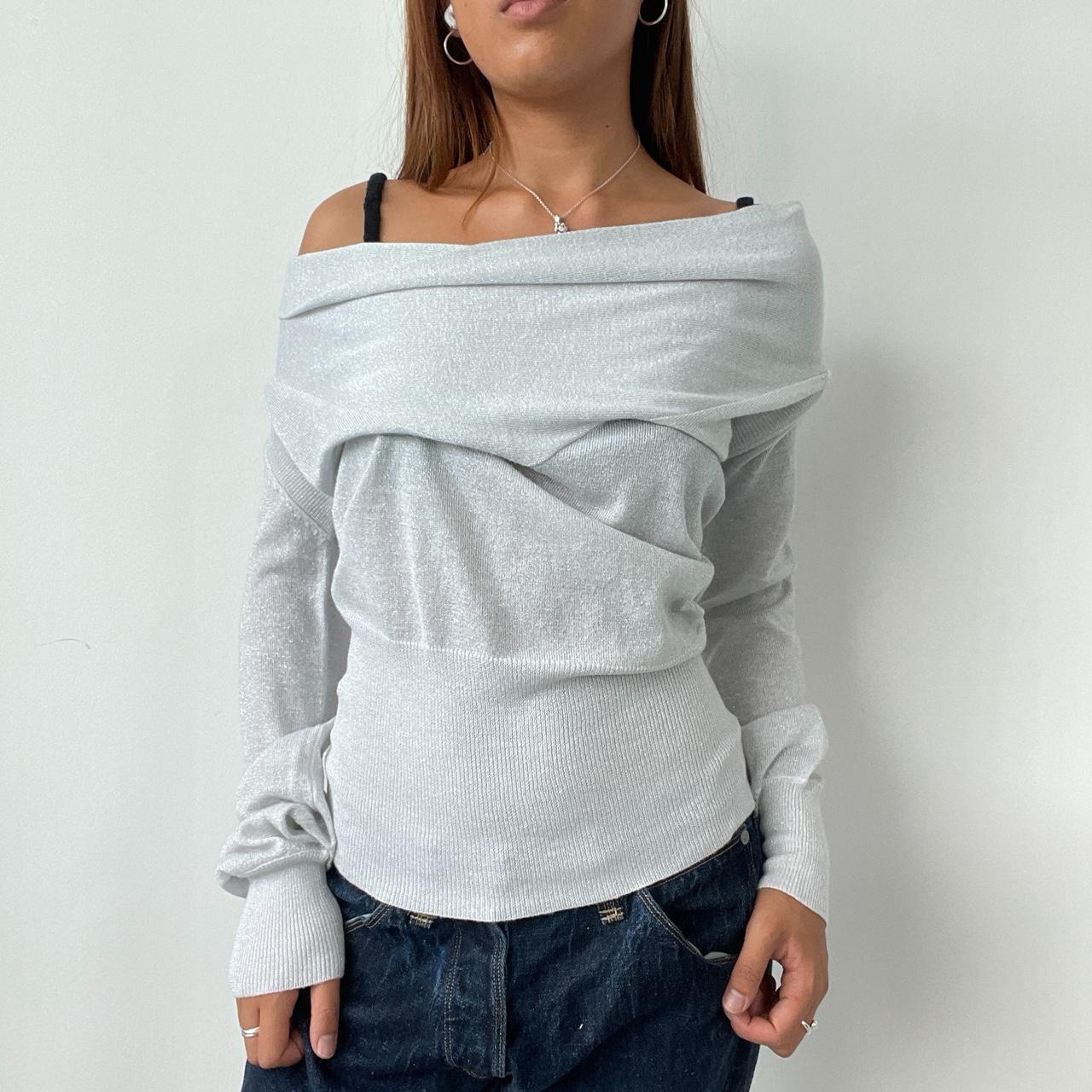 Vintage Silver Off The Shoulder Top
