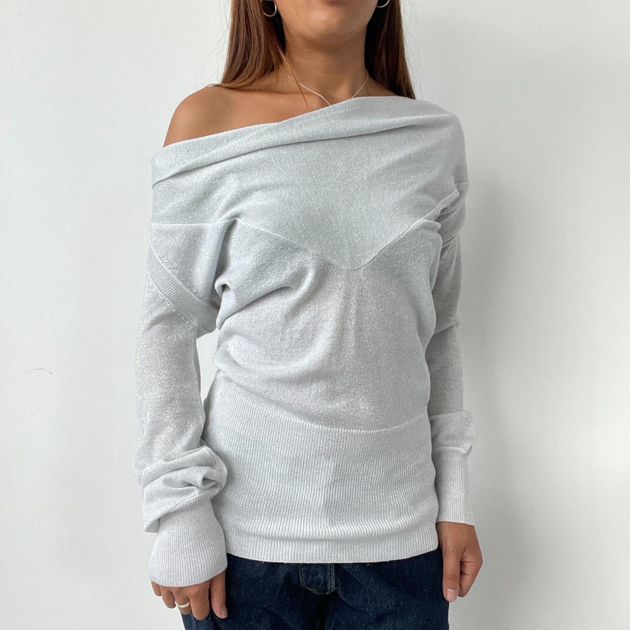 Vintage Silver Off The Shoulder Top