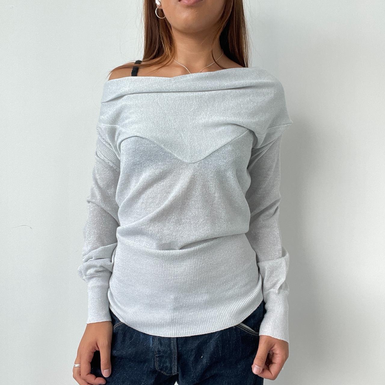 Vintage Silver Off The Shoulder Top