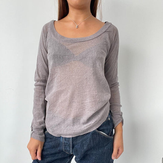 Vintage Grey Sheer Long Sleeve Top