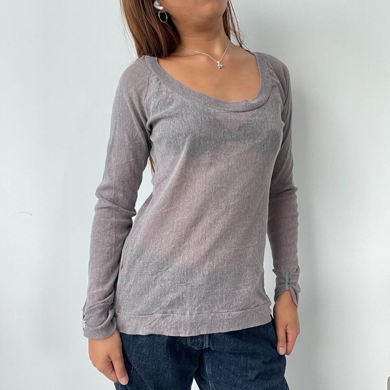 Vintage Grey Sheer Long Sleeve Top