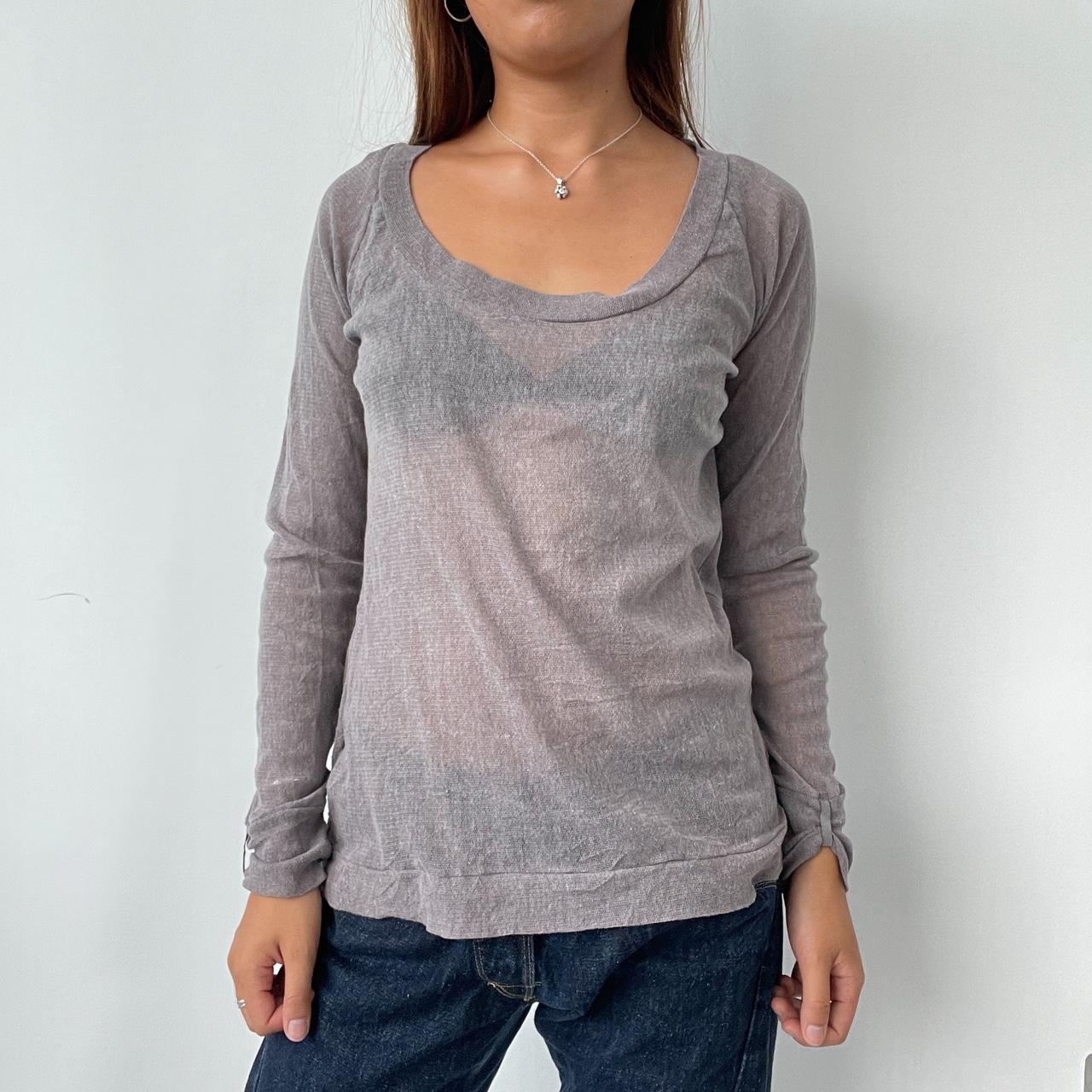 Vintage Grey Sheer Long Sleeve Top