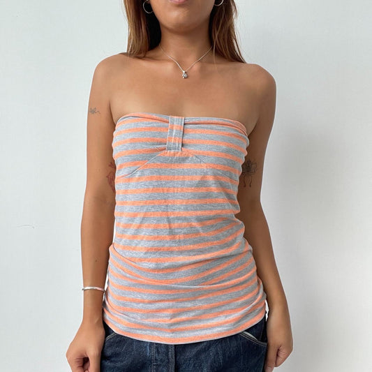 Vintage Grey Coral Stripe Bandeau Top