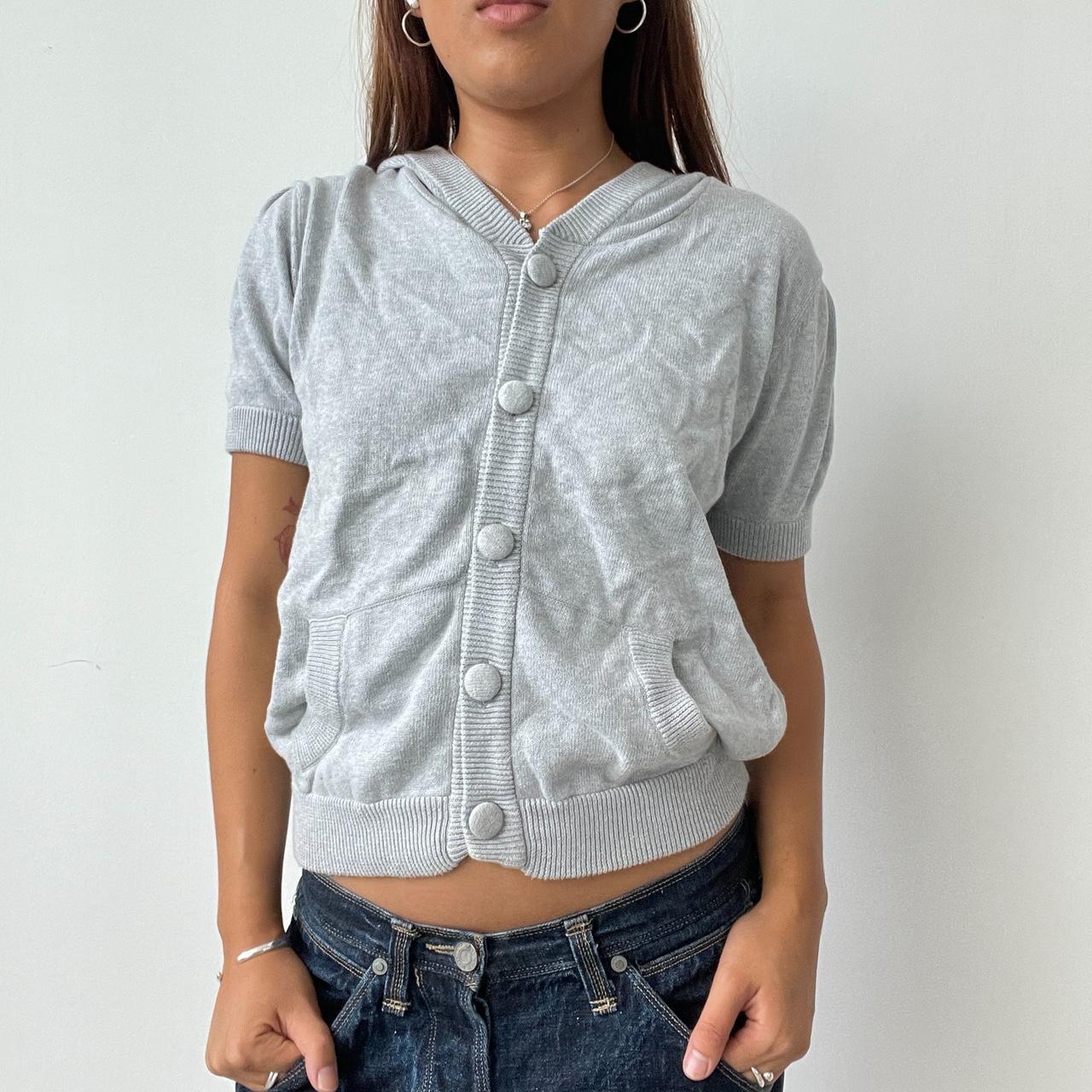 Vintage Grey Hooded Knit Top