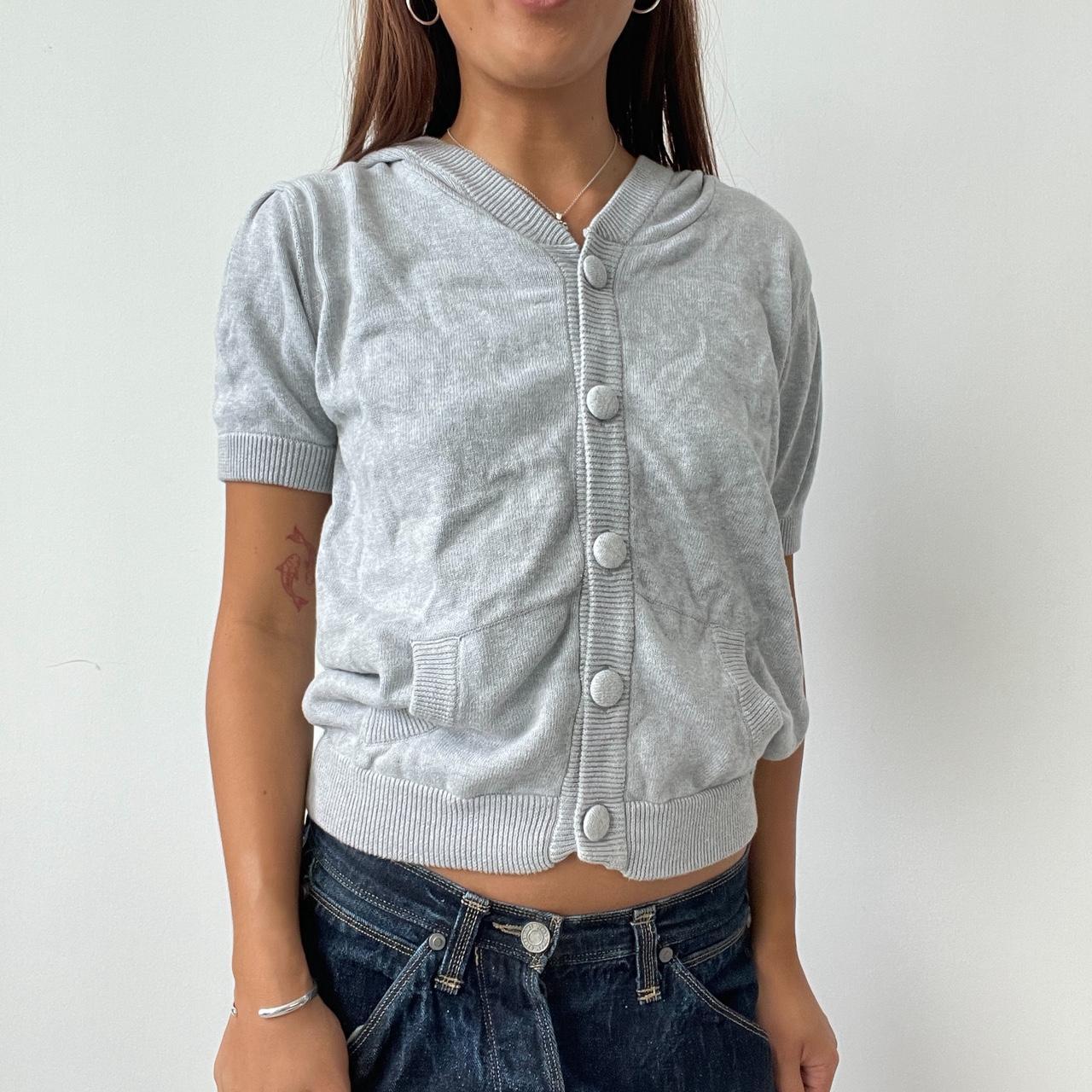 Vintage Grey Hooded Knit Top