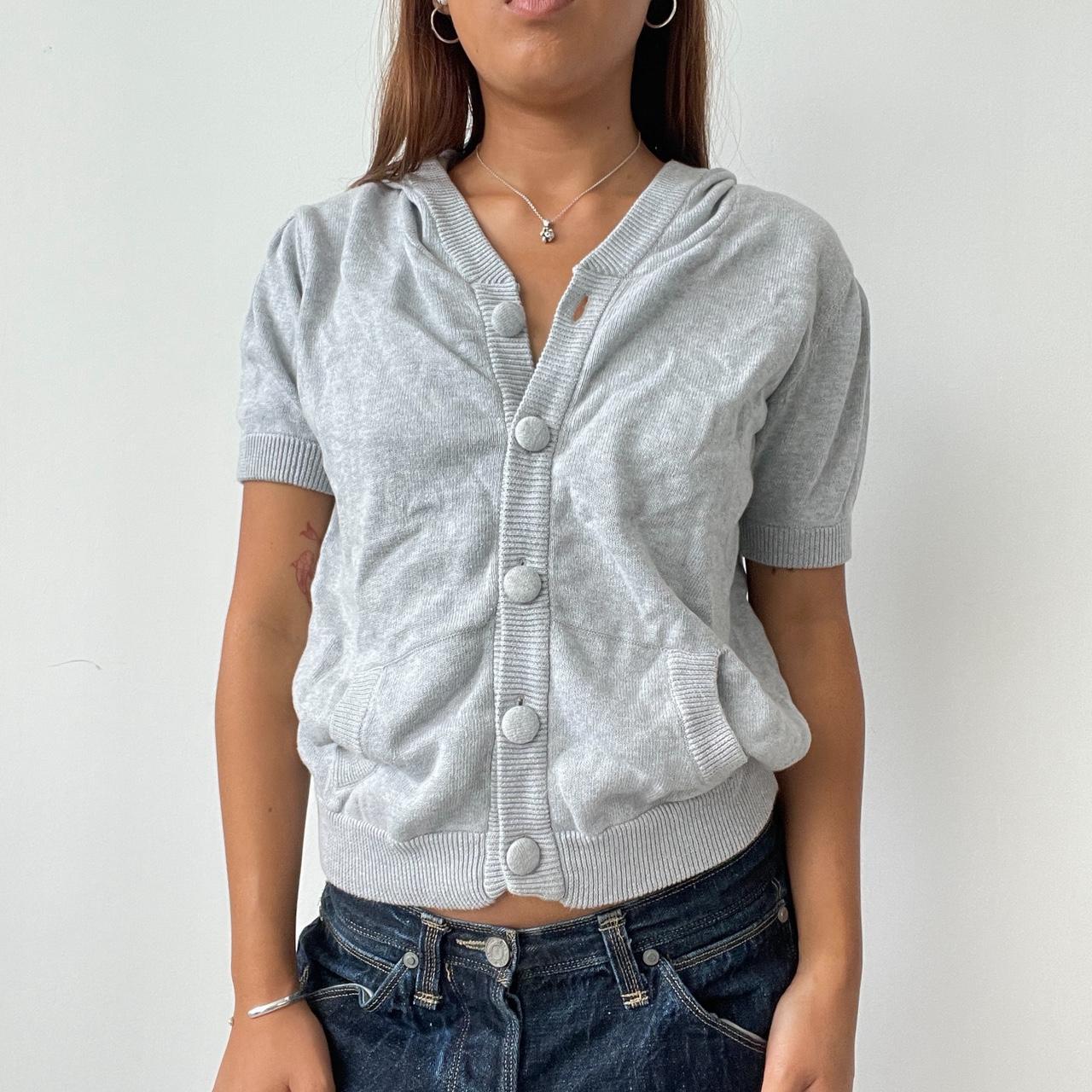 Vintage Grey Hooded Knit Top