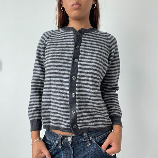 Vintage Stripe Grey Knit Cardigan