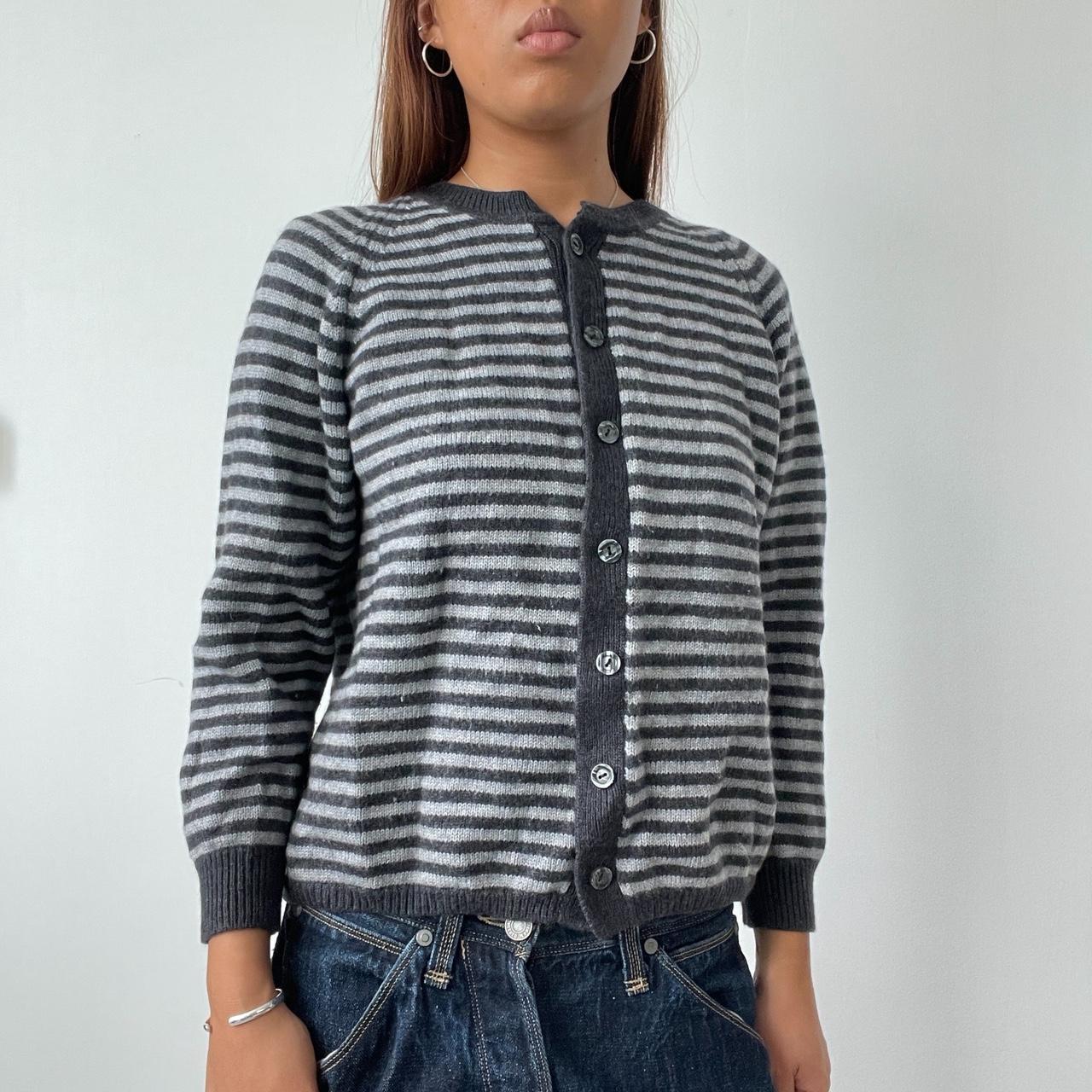 Vintage Stripe Grey Knit Cardigan