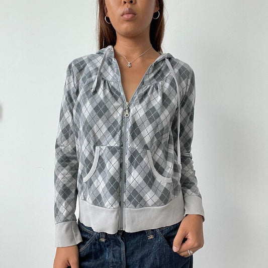 Vintage Striped Grey Argyle Hoodie
