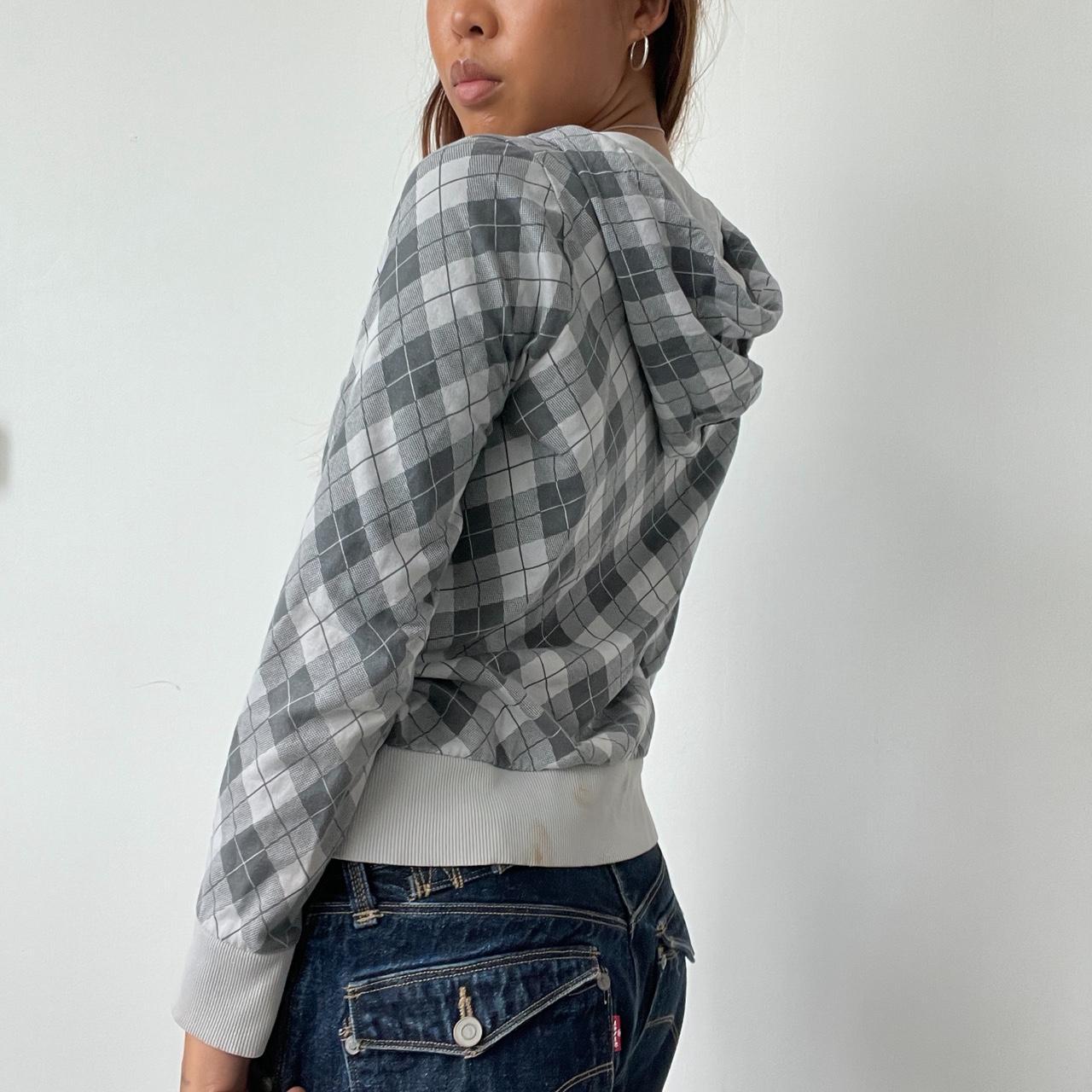 Vintage Striped Grey Argyle Hoodie