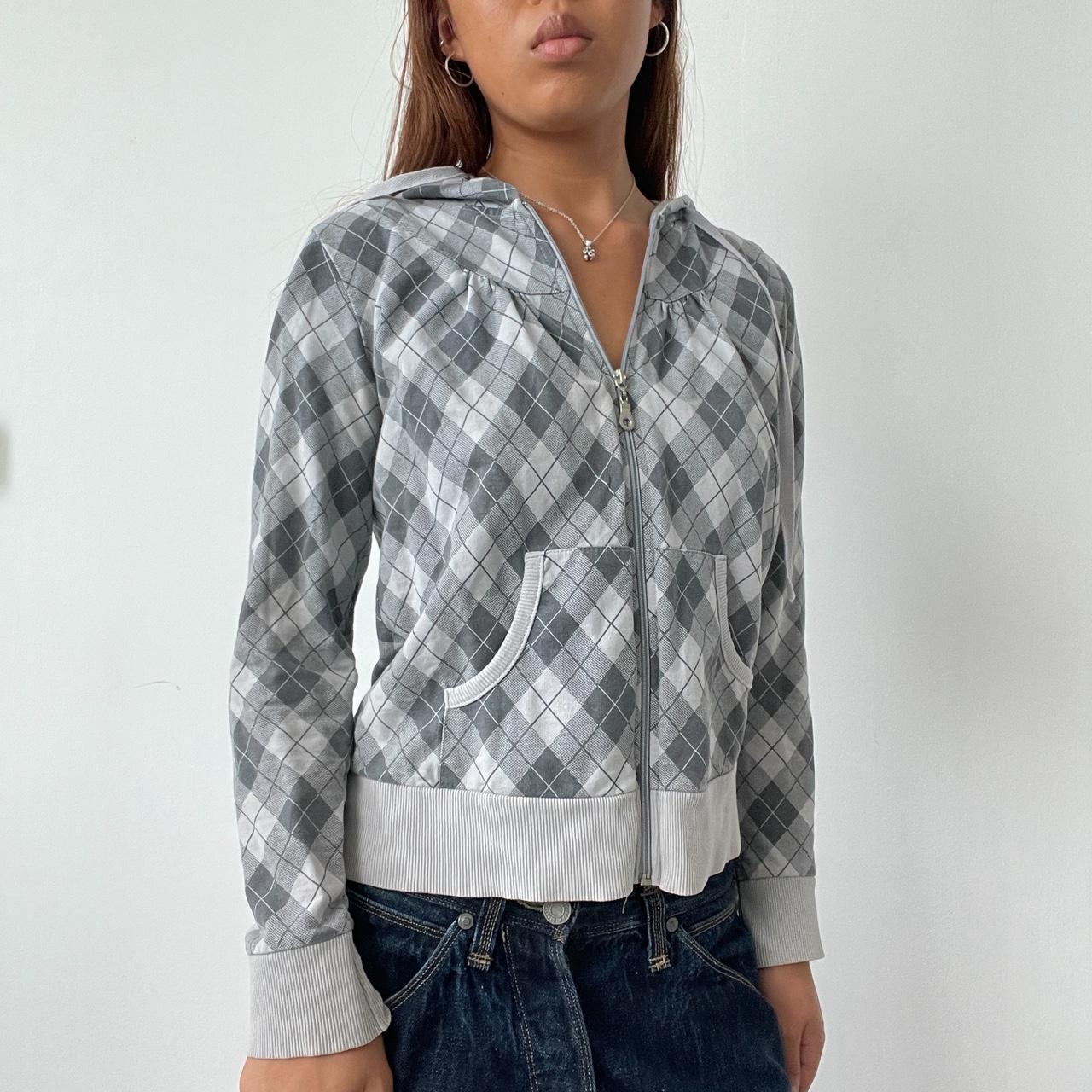 Vintage Striped Grey Argyle Hoodie