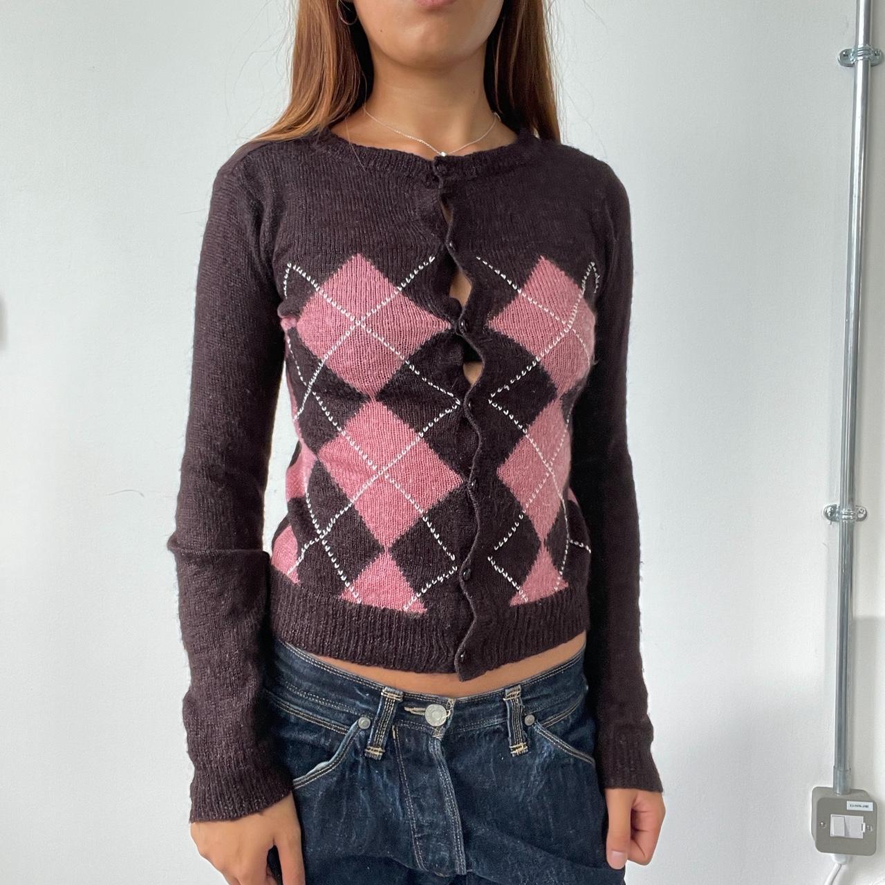 Vintage Brown Argyle Cardigan