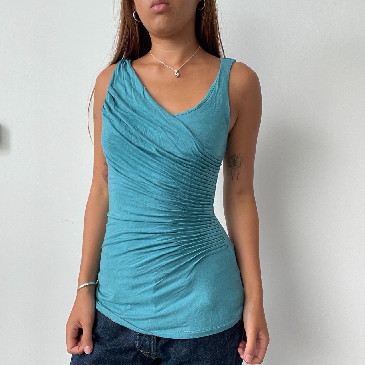 Vintage Blue Gathered Top