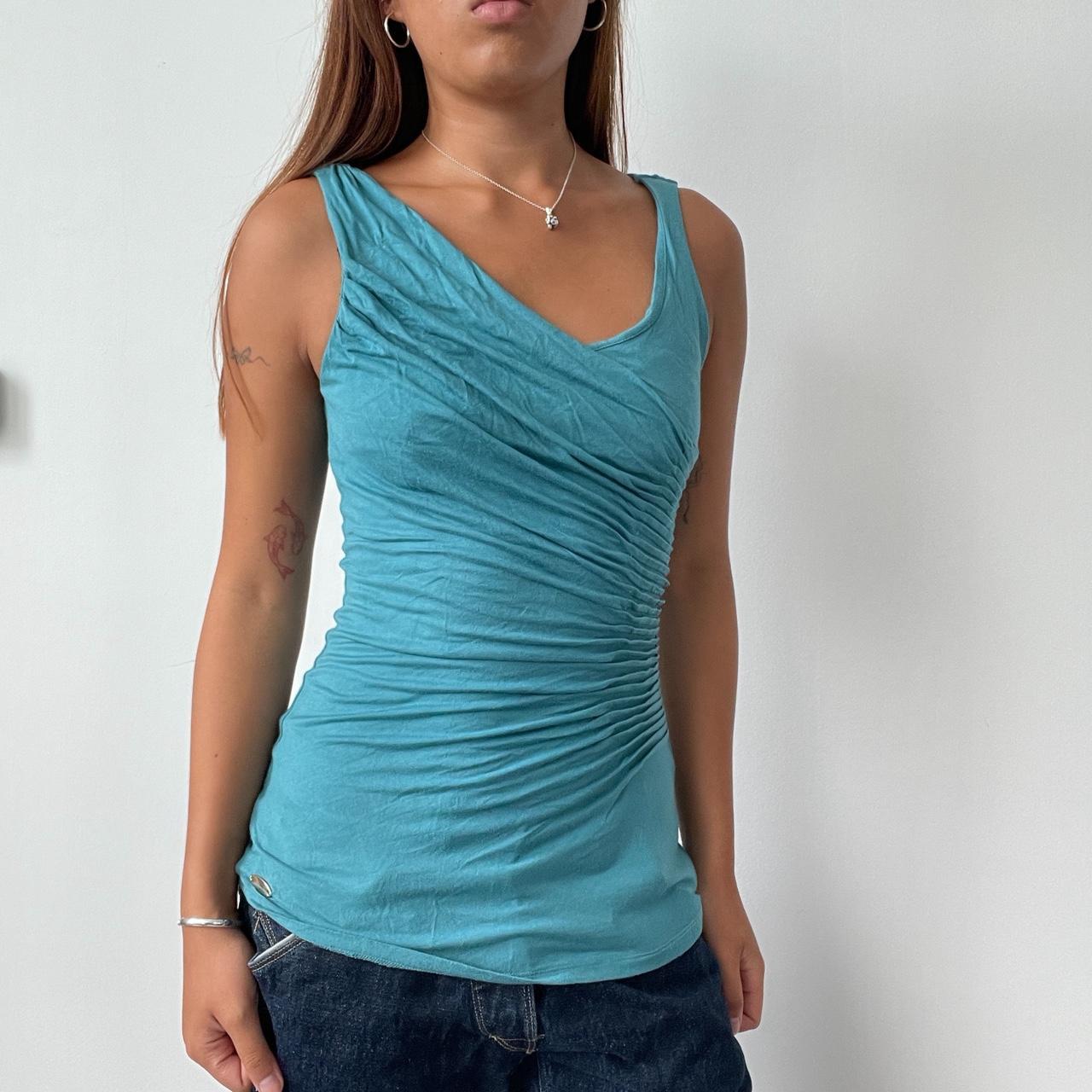 Vintage Blue Gathered Top