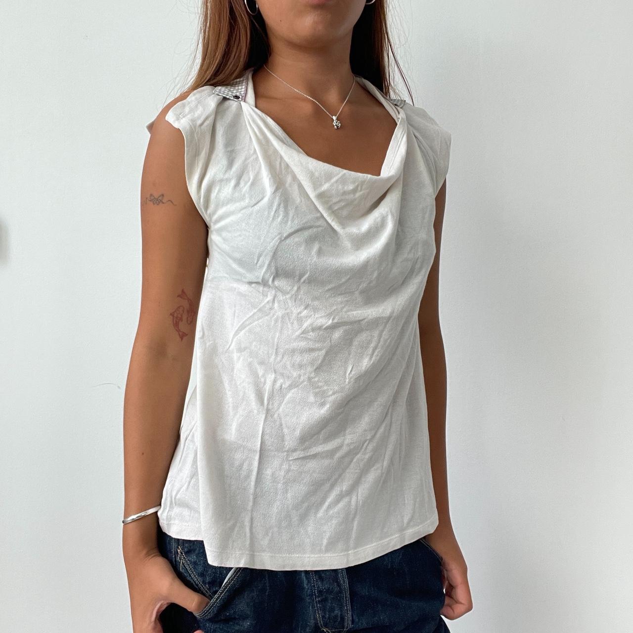 Vintage Cream Cowl Neck Top